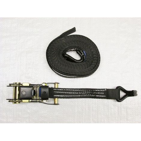 x1 Black 25MM 2M 1.5 Ton Ratchet Strap - 1500KG Metre Tie Down Lashing Claw J Hook
