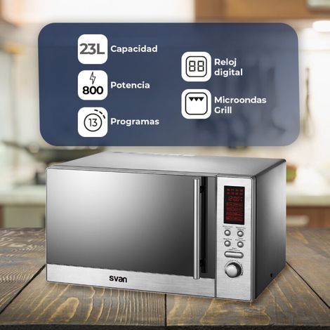 Microondas Inox 23L 800W 1000W SVAN SVMW823GDX Auto Cooking Inox (1/2)