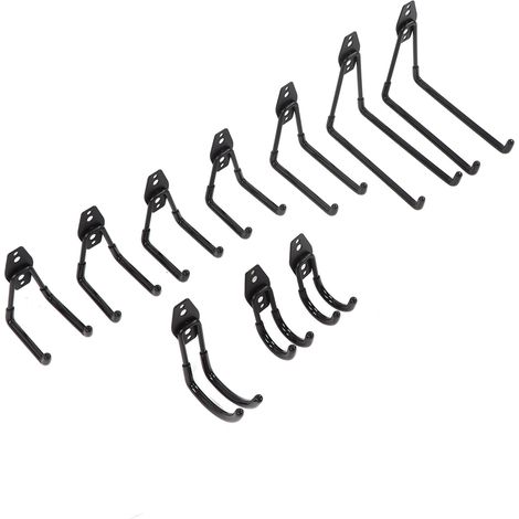 Set mit 5 Metall-Wandhaken für Garage, Aufbewahrung von Elektrowerkzeugen, U- und J-Form, stabile Wandmontage, platzsparend, Werkstatt. (1/5)
