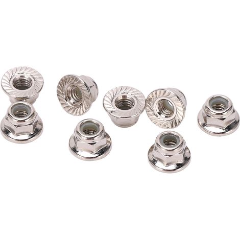 Lot de 8 écrous antivol M4 en métal, à bride et blocage en nylon, pour pièces détachées de voiture RC Arrma Typhon 1/10 (argenté). (1/5)