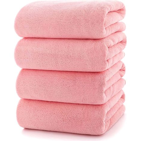 Ensemble de 4 serviettes de bain ultra douces, absorbantes, légères, à séchage rapide et résistantes, idéales pour la salle de sport, la plage et les voyages. Dimensions : 140 cm (L) x 69 cm (l). Coul (1/5)