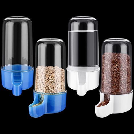 Set mit 4 automatischen Vogelfutter- und Wasserspendern für Vogelkäfige, Vogelzubehör, Wasserflaschen für Hamster und Papageien (weiß, grün, 12 x 5,5 cm) (1/5)