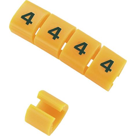 Repère câble à pression , Ø câble 3 3.4mm, texte : M, Noir sur Orange ( Prix pour Bobine de 100 )