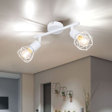 Retro Decken Strahler Lampe Käfig Spots schwenkbar Wohn Ess Zimmer Leuchte weiß im Set inkl. LED Leuchtmittel