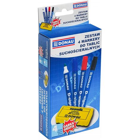 Pennarelli cancellabili a secco /Set di 4/ + Spugna Donau D-Signer 7372904-99PL
