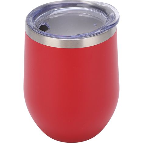 12 oz (ca. 350 ml) Stielloses, doppelwandiges, vakuumisoliertes Edelstahl-Weinglas mit Deckel für Kaffee, Cocktails, Eiscreme und Rotwein (1/5)
