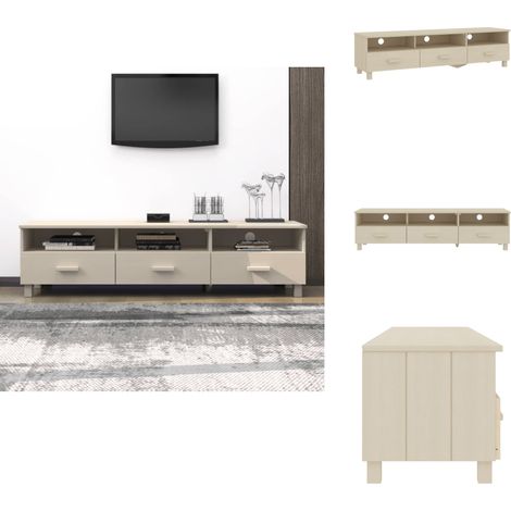 Meuble TV HAMAR Marron miel 158x40x40 cm Bois massif de pin - Meuble Tv - Meuble Téléviseur - Meuble Audiovisuel - Rangement Tv - Console Tv (1/5)