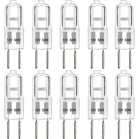 Lot de 10 Ampoule Halogène GY6.35, 50W Dimmable, 12V Blanc Chaud, Pour Lustre et Lampe (1/5)
