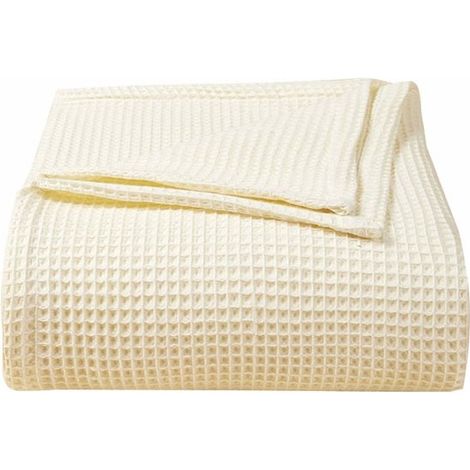 Baby-Wiegendecke – Waffelmuster – Baumwolle – 70 x 110 cm – Waffeldecke – Waffelstoff – Hellgelb (1/5)