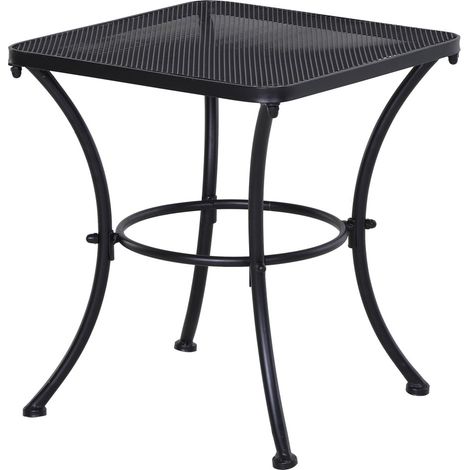 Table basse de jardin carrée - 45x45x50 cm - Table d'appoint extérieure en métal perforé - pour balcon, terrasse et salon - Noir (1/5)