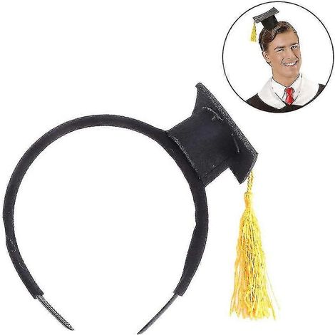 Mini serre-têtes en forme de chapeau de graduation, bandeau fantaisie stéréoscopique, jaune (1/5)