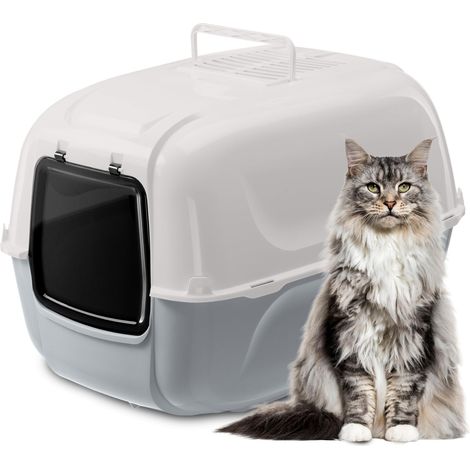 Litiere pour Chat, XXL, Bac à Litière Chat, 2 Filtres Anti-Odeurs et Pelle Inclus, Gris, L 67 x W 49 x H 47 cm (1/5)