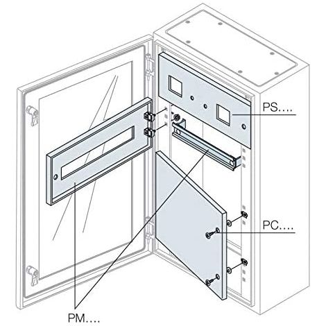 Pannello 14 moduli DIN+guida DIN+staffa di fissaggio 185x400 mm (HxL)