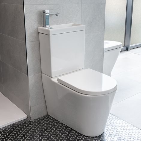 2 in 1 Basin & Toilet Combination with Soft Close Seat - Combi By Voda Design