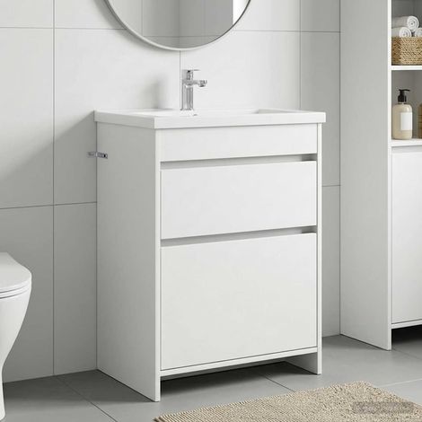 vidaXL Meuble sous lavabo de salle de bain Blanc 56 x 37,5 x 81 cm
