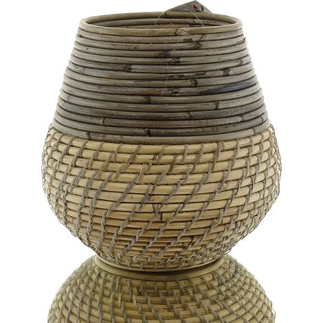 Van der Leeden – Cache-pot Stripe/Lombok – Rotin gris et blond, Ø 24 cm, hauteur 25 cm (1/3)