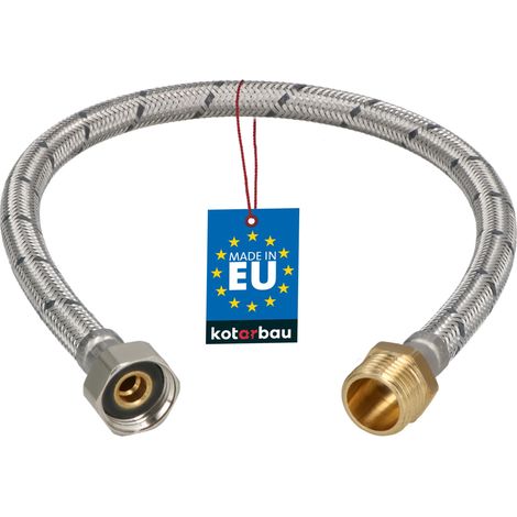 KOTARBAU® Flexible Robinet 1/2" x 1/2" - Flexible Eau - Tuyau Robinet 50 cm - Mâle x Femelle - Rallonge Robinet Cuisine Flexible - Acier Inoxydable - Tuyau Flexible Plomberie (1/4)