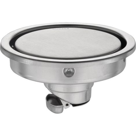 Scarico a pavimento per bagno in acciaio inox 304 di alta qualità, con griglia rotonda (1/4)