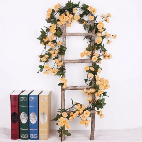 guirlande de roses artificielles,2.3M, 69 têtes, fausses fleurs, pour un jardin domestique, jaune (1/5)