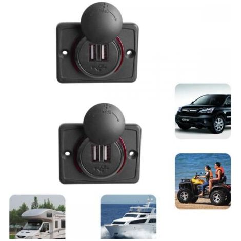 Lot 2 chargeurs voiture 3.1A, double prise USB 12V, panneau encastrable alimentation rapide (1/5)