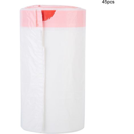 Sac Poubelle 45 pcs Renforcé avec Cordon, Épais et Résistant, Blanc, 70x60cm, Idéal pour Cuisine Maison Bureau (1/5)