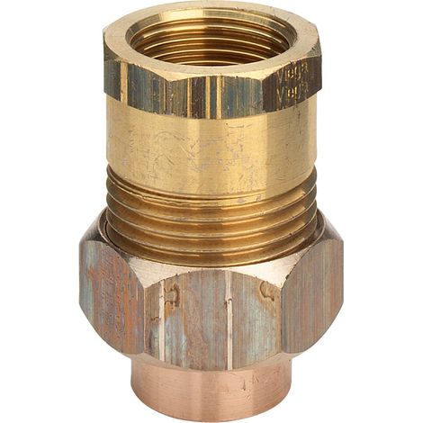 Bocchettone bronzo FF ø18 - 1/2", portagomma di bronzo, estremità filettata di ottone, estremità a saldare femmina, filettatura Rp, a sede conica 106690 (1/3)