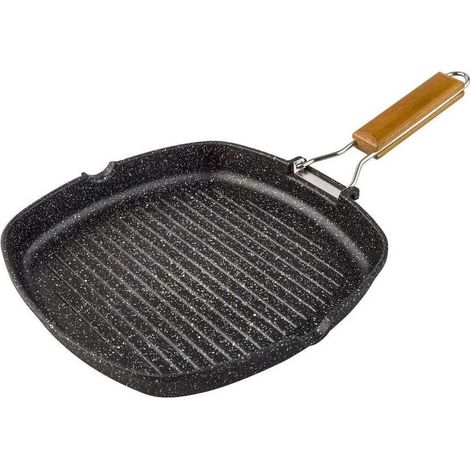 Supreme gestreifter Steingrill mit Klappgriff, 24 cm