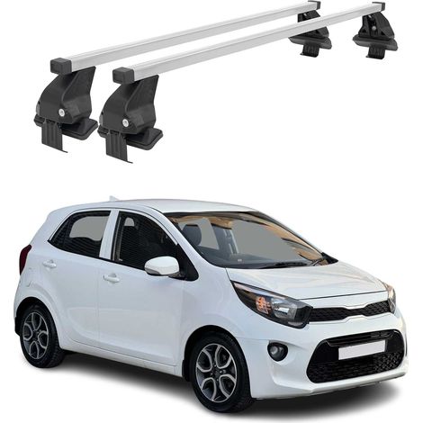 OMAC Dachträger Querträger Stahl für Kia Picanto III 2017-2026 – Abschließbar – City-Crash-getestet – DIN 75302:2019 – ISO/PAS 11154:2006 – Max. 50 kg Silber (1/5)