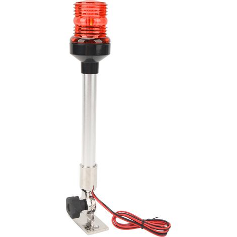 12-Zoll-LED-Heckleuchte, 360° rundum klappbar, Sockel aus Edelstahl 316, rot, für Fischerboote, Yachten und Schifffahrt (1/5)