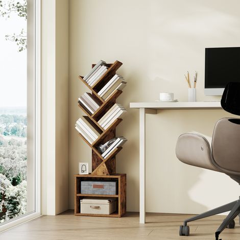 Étagère de Rangement Moderne, Bibliothèque sur Pied avec 2 Compartiments Ouverts, pour Salon ou Chambre, Blanc