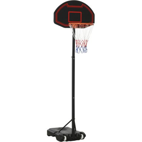 Canestro da basket da esterno con supporto, altezza regolabile (195-250 cm), adatto a bambini dagli 8 ai 14 anni, con ruote, facile da montare sul posto. (1/5)