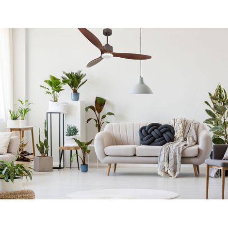 Ouray 2 de Klassfan - Ventilateur de plafond et destratificateur moteur DC Laiton avec Lumière pales bois clair 25 à 40 m² (1/5)
