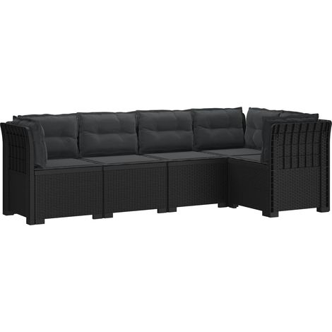 Canapé de Jardin 5 Places avec Coussins Salon de Jardin Modulable Aspect Rotin PP Anthracite - PANGIVO (1/5)