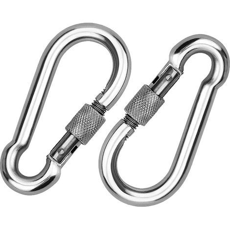 Stück Karabiner aus Edelstahl 304, Edelstahl-Schraubkarabiner, Edelstahl-Karabiner zum Befestigen von Seilen, Ketten, Gürteln und Kabeln (1/5)