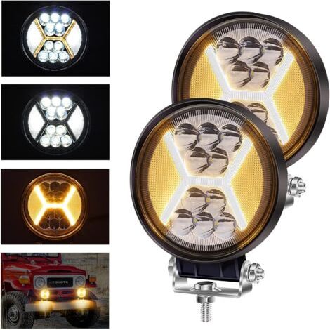 LED-Arbeitsscheinwerfer, 2 LED-Scheinwerfer mit Spot- und Flutlichtkombination, 12V/24V, Offroad-Scheinwerfer, LED-Nebelscheinwerfer, LED-Tagfahrlicht als Zusatzbeleuchtung für Motorrad, SUV, Boot, LK (1/5)