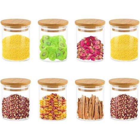 Gewürzgläser aus Glas mit Deckel – 8 Gläser à 250 ml – Küchengewürzbehälter – luftdicht – mit Etiketten – spülmaschinenfest – für Gewürze, Kräuter und Tee (1/5)