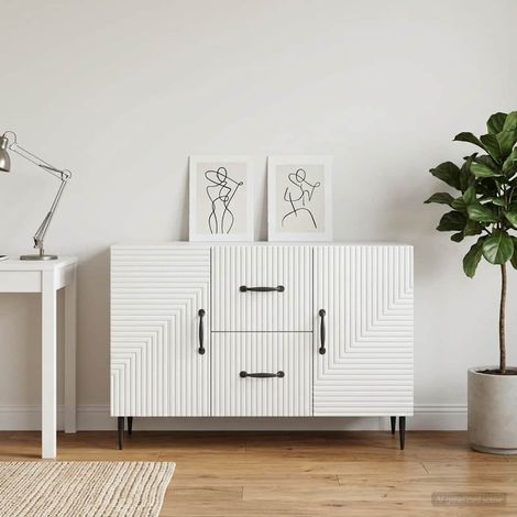 vidaXL Credenza Bianco Lucido 89 x 34,5 x 60 cm Legno (1/5)