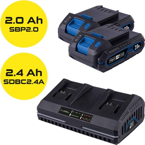 Kit de arranque 2 baterías 20V litio 2.0Ah Cargador doble de batería sbsk2.0-twin (1/2)