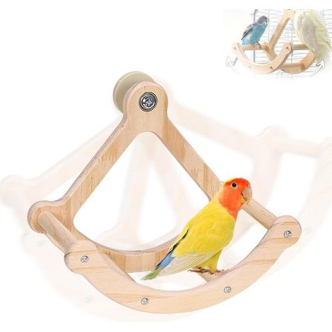 Altalena girevole in legno per uccelli, attrezzatura da gioco per pappagallini ondulati e piccoli pappagalli. (1/5)