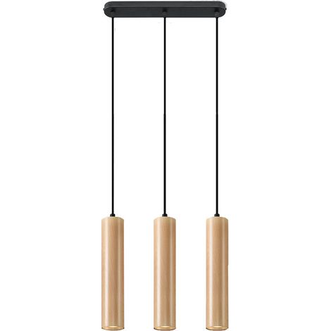 Lampada a sospensione Lino legno naturale 45x90x6cm Sollux (1/5)