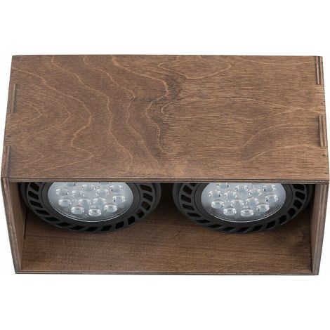 Plafonnier LED 2 spots ES111 bois Nowodvorski DALE 7613 (1/2)