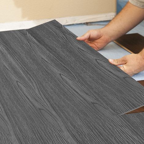 Jiubiaz Suelo vinílico PVC adhesivo 18 uds Roble Oscuro 91.5×15.2