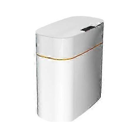 Poubelle intelligente 13 L, grande capacité, étanche, sans contact, automatique (blanc) (1/5)