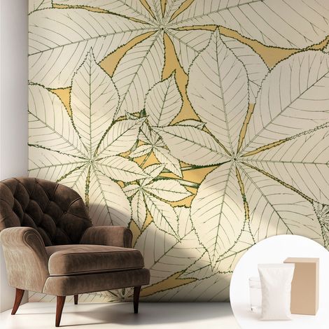 Tapete Vliestapete mit Kleber - modernes Design - Wohnungsdeko - geruchslos - langlebig Kastanienblätter 250x250 cm