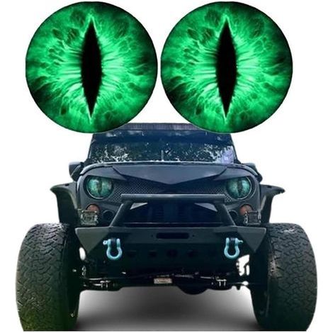Lot de 2 autocollants yeux de bête pour phares, autocollants amusants, compatibles avec les carrosseries, vitres et pare-chocs de camions ou de voitures, autocollants yeux 3D stéréoscopiques, yeux ron (1/5)