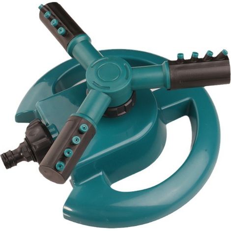 Arroseur Rotatif à 360 ° pour Tuyau d'arrosage, arroseur Automatique de pelouse avec 3 Bras, Grande Couverture, arroseurs d'eau pour pelouse, Bleu Vert (1/5)