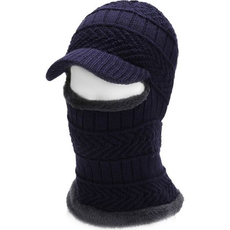 Cagoule tricotée d'hiver, bonnet chaud, masque de ski/cyclisme, taille universelle - Coupe-vent, masque intégral pour temps froid (1/5)