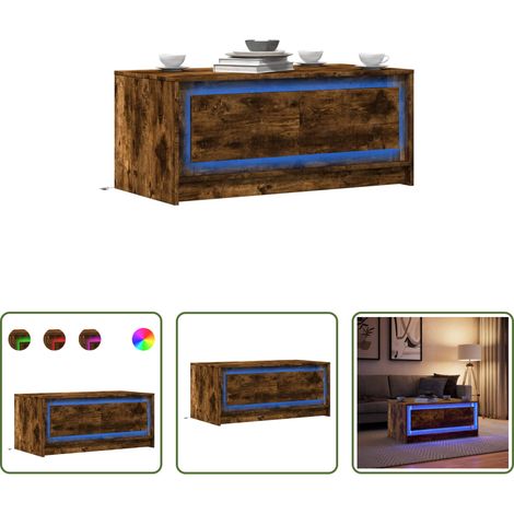 Holz Couchtisch - LED-Couchtisch Räuchereiche Holzwerkstoff (1/5)