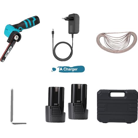 Ponceuse à bande électrique, sans fil, batterie rechargeable, 2 Batterie 1 Prise (1/2)