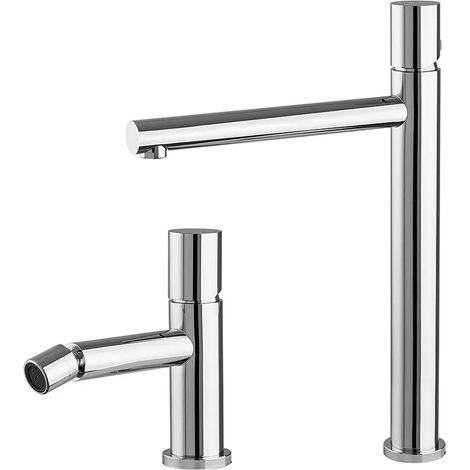 Set miscelatori lavabo alto e bidet cromo senza leva in acciaio inox Gemini (1/5)